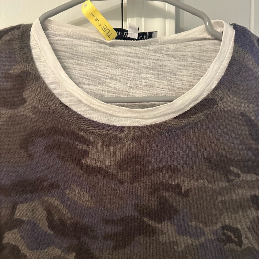 Olivaceous Gray and White Sweater